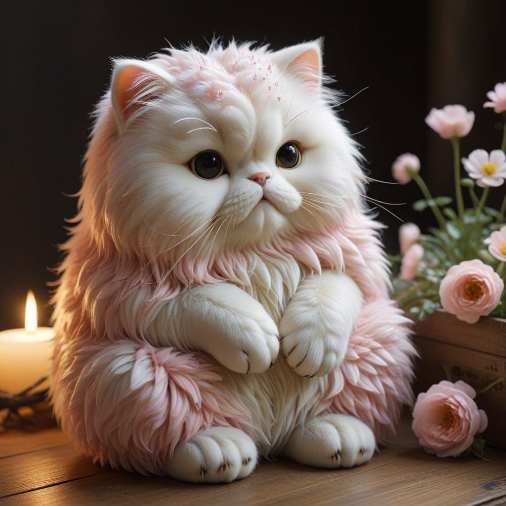 A gorgeously plump cat's paw, soft and rounded, with intricately detailed fur that's both fluffy and ...  by @undefined