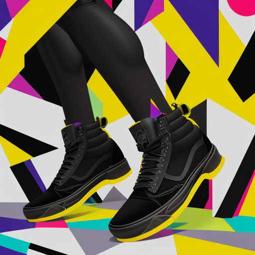Angular Cubist Boots Merge with Geometric Background