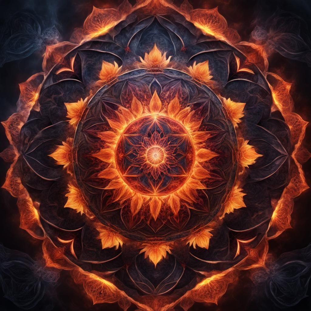 beautyfull great flower of life fire spirit energy vulcan mandala ...