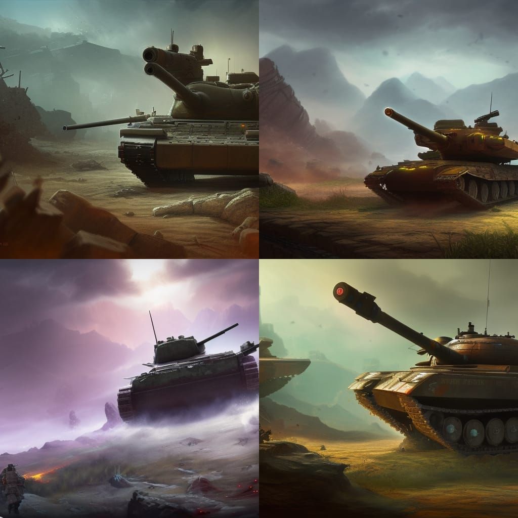 Tank on The Battlefield
