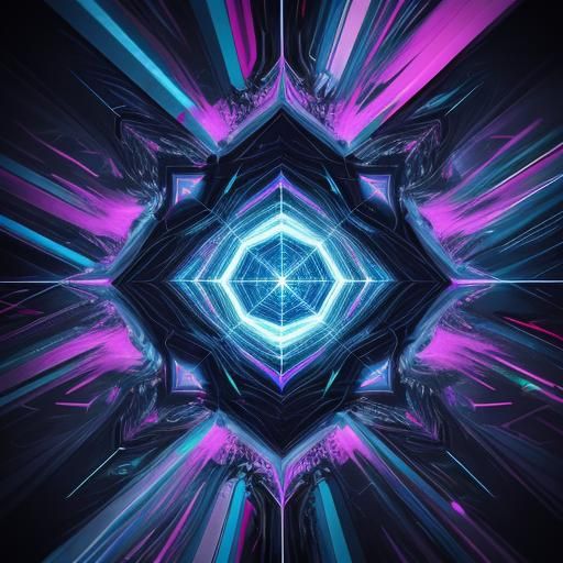 Vibrant Neon Fractal Abstract Digital Art