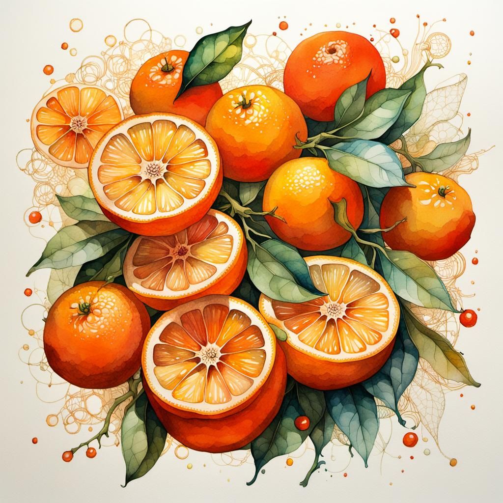 Botanical Drawing SWEET SATSUMAS  by @JustBubu