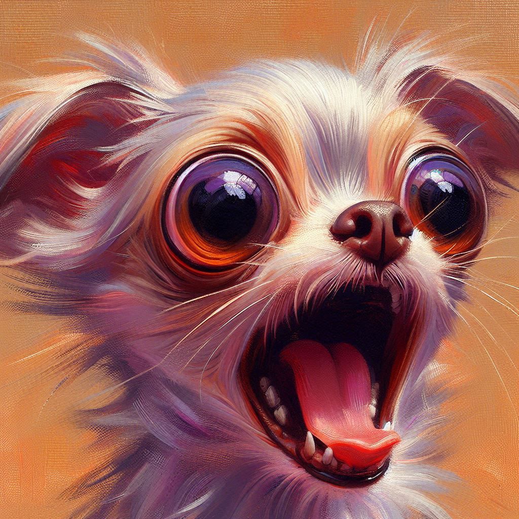 small dog with wide eyes