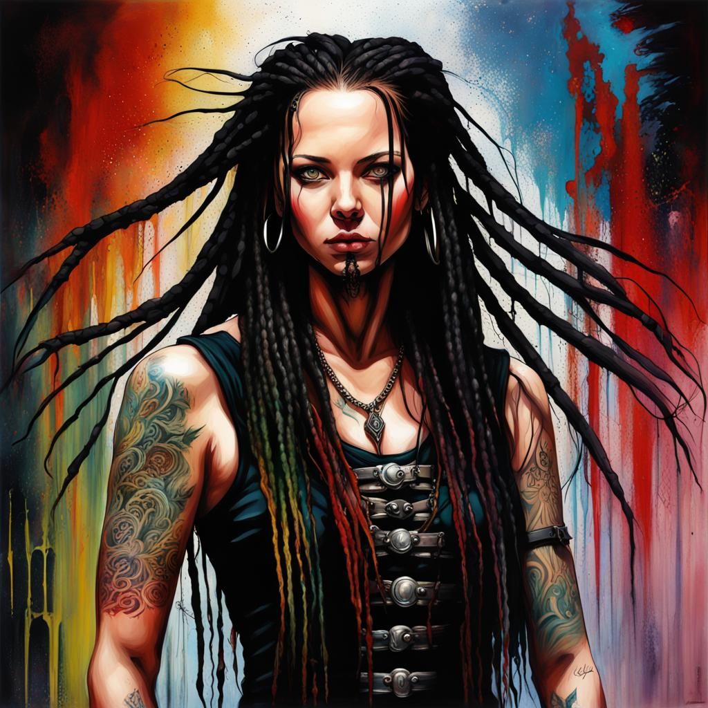 jonathan davis korn long hair dreads kilt Digital painting style of ...