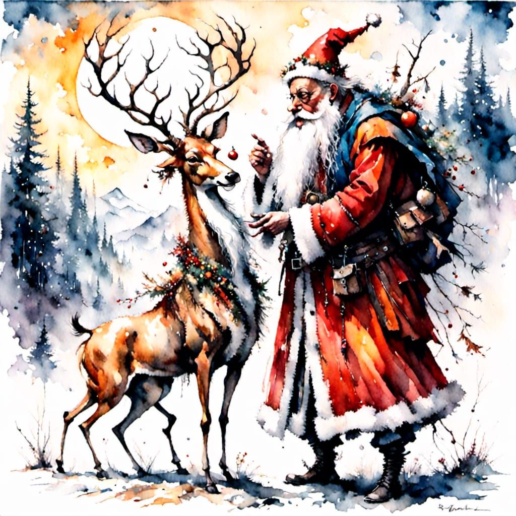 <lora:smokedance:1.0> <lora:Eccentric:1.0>Santa and Rudolph