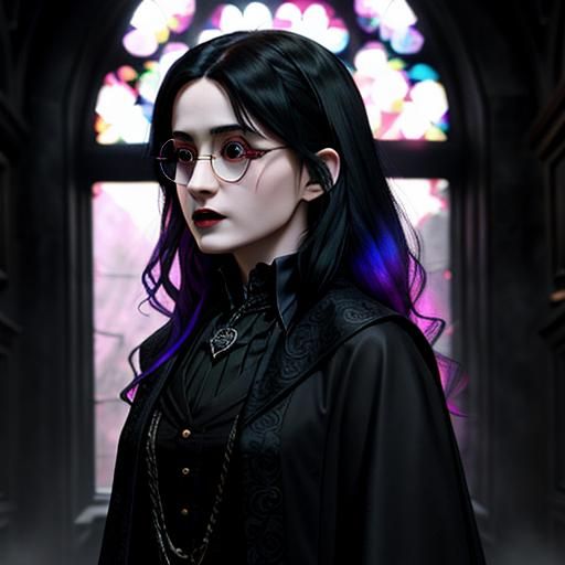 Goth Harriet Potter trending on Artstation ethereal dye-tran...