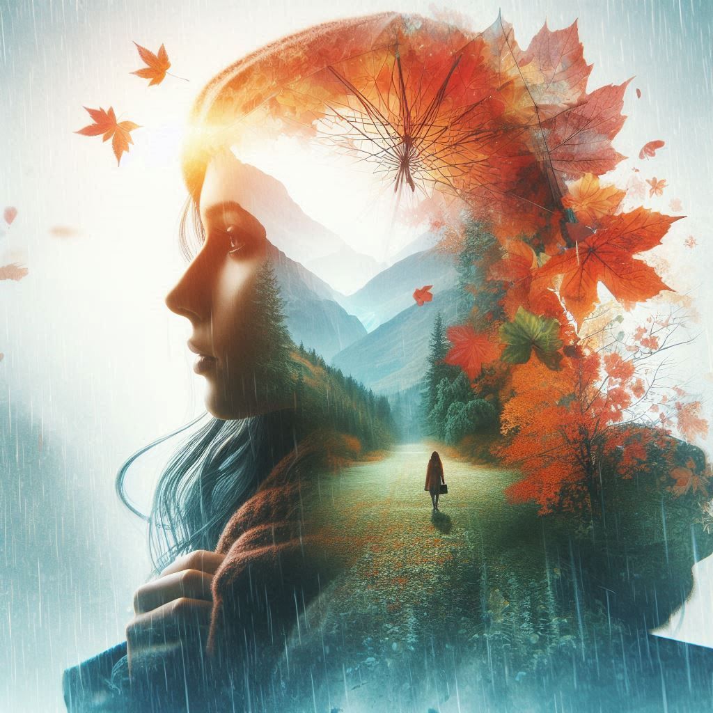 double exposure beautiful fantasy portrait landscape..