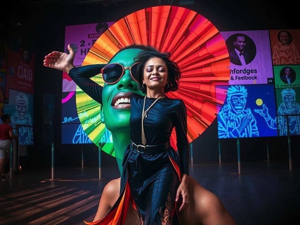 PLEASURE (The emotion of pleasure inside a surreal dreamscape.) The double exposure effect blends two figures, creating a dreamlike, layered...