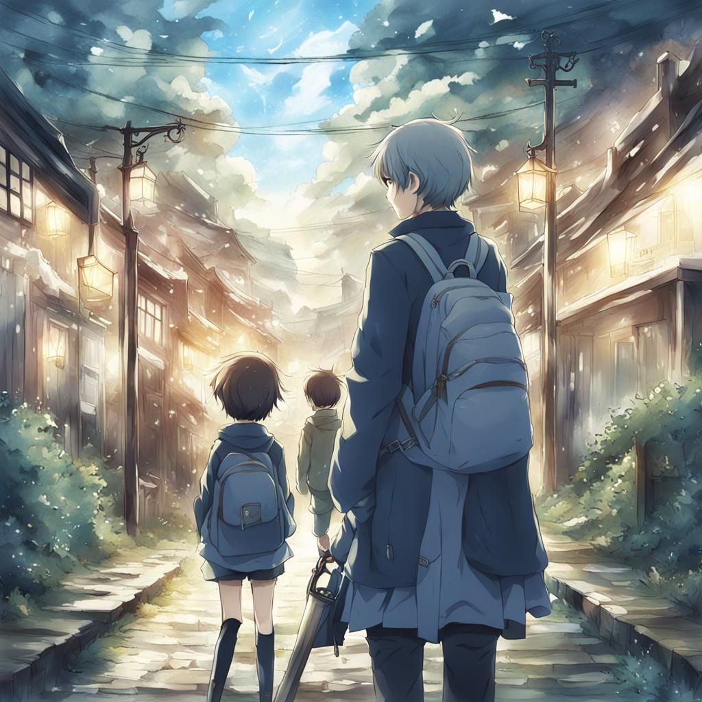 Hopeful Anime Scene in Japanese Manga Style