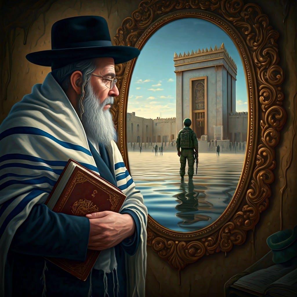 Contemplative Hasidic Jew Meets IDF Soldier in Dreamlike Sur...