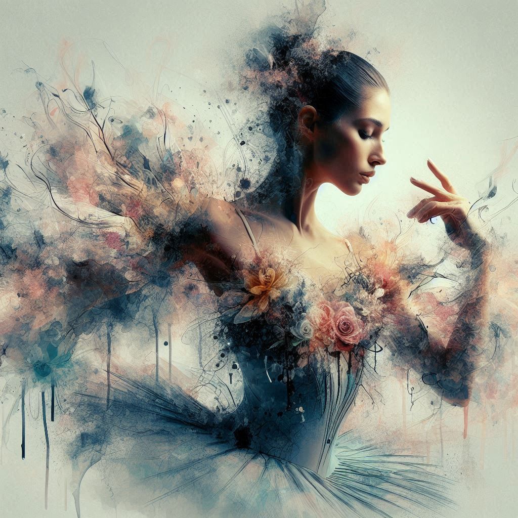 double exposure beautiful fantasy DALL-E 3 portrait landscape..