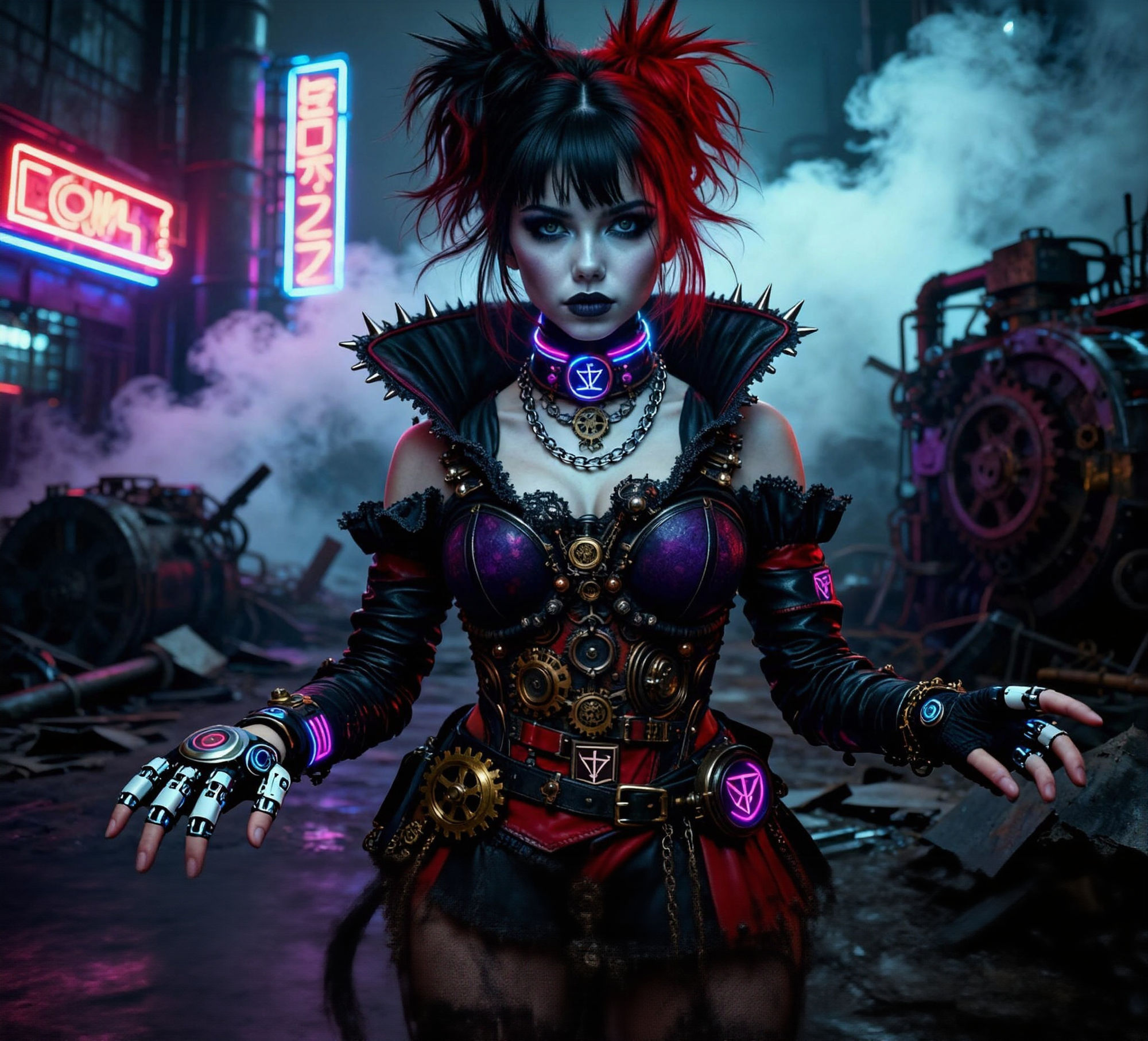 Nyx Veydra - The Clockwork Witch of Neon Ash