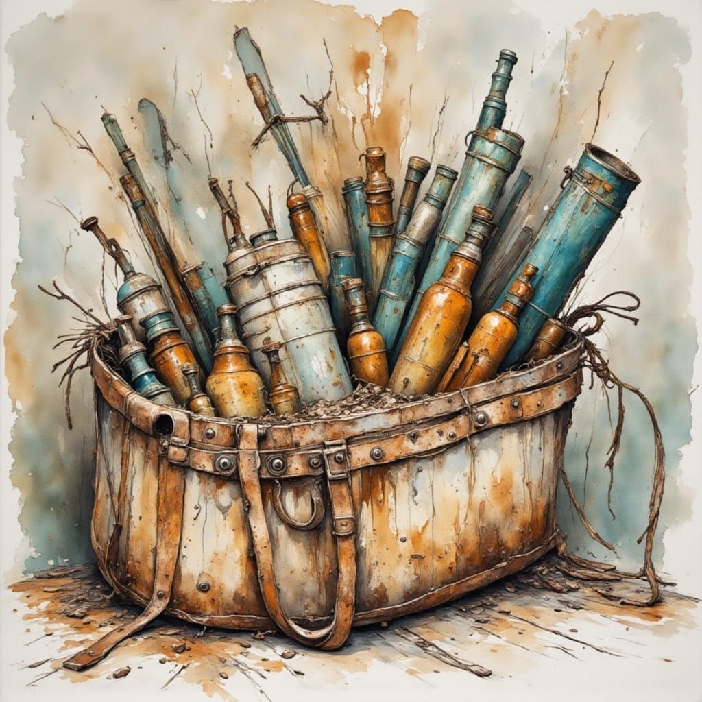 Decayed Baby Sketch in Washed Watercolor Style