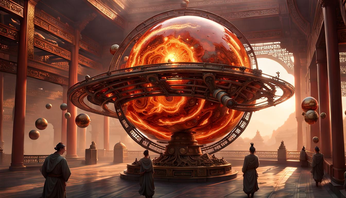 Chinese Ancient Solar System Gearwork  by @ArchImperatrix