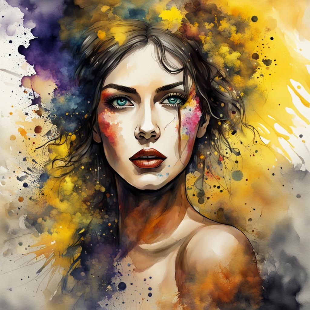 Splashing Colored Woman - Ai Generated Artwork - Nightcafe Creator