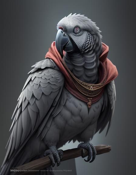 African Gray parrot, 8k resolution concept art portret