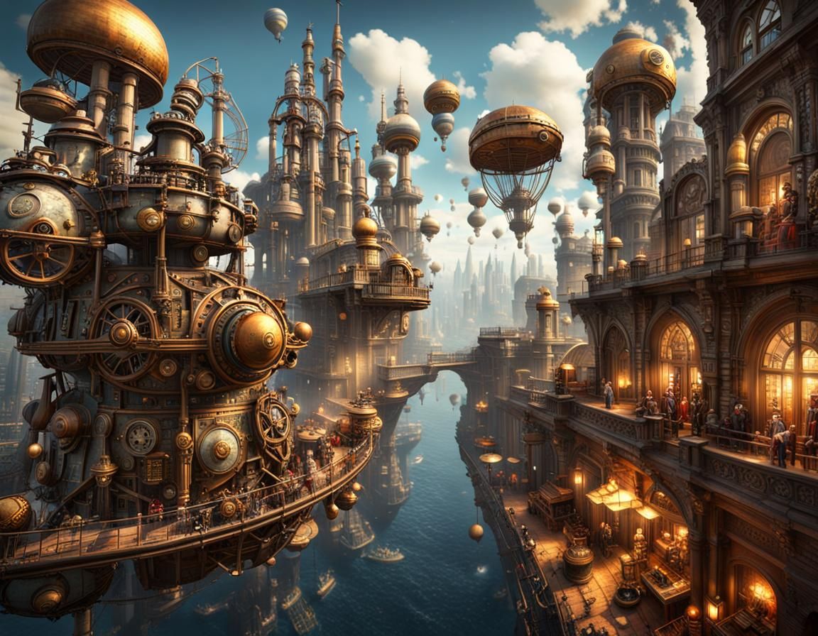 Aquatic city - steampunk - AI Generated Artwork - NightCafe Creator