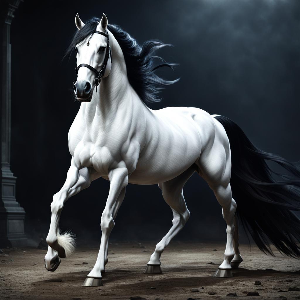 A white gothic horse - AI Generated Artwork - NightCafe Creator