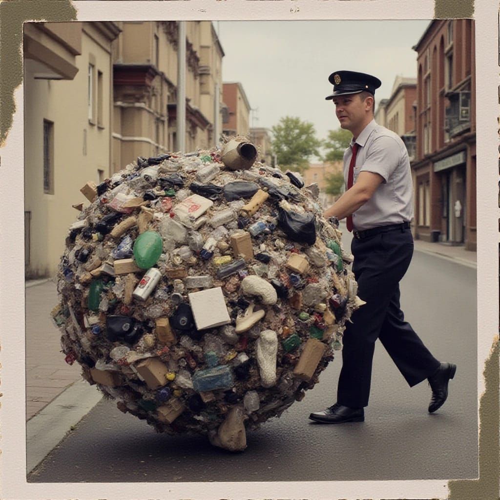 When I was a kid, I loved watching the local Constable rolling up our neighborhood's garbage Katamari.