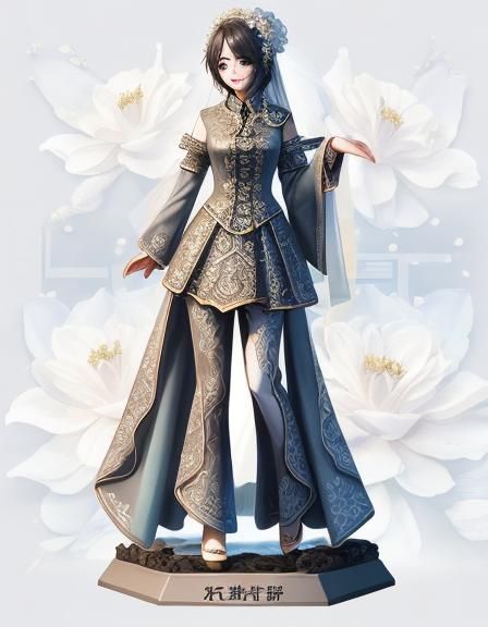 Light hot girl style Engrave Flower Theme Bride character(de...