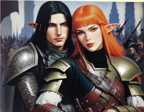 elf blood hunter :: fully clothed, armor {planescape setting...