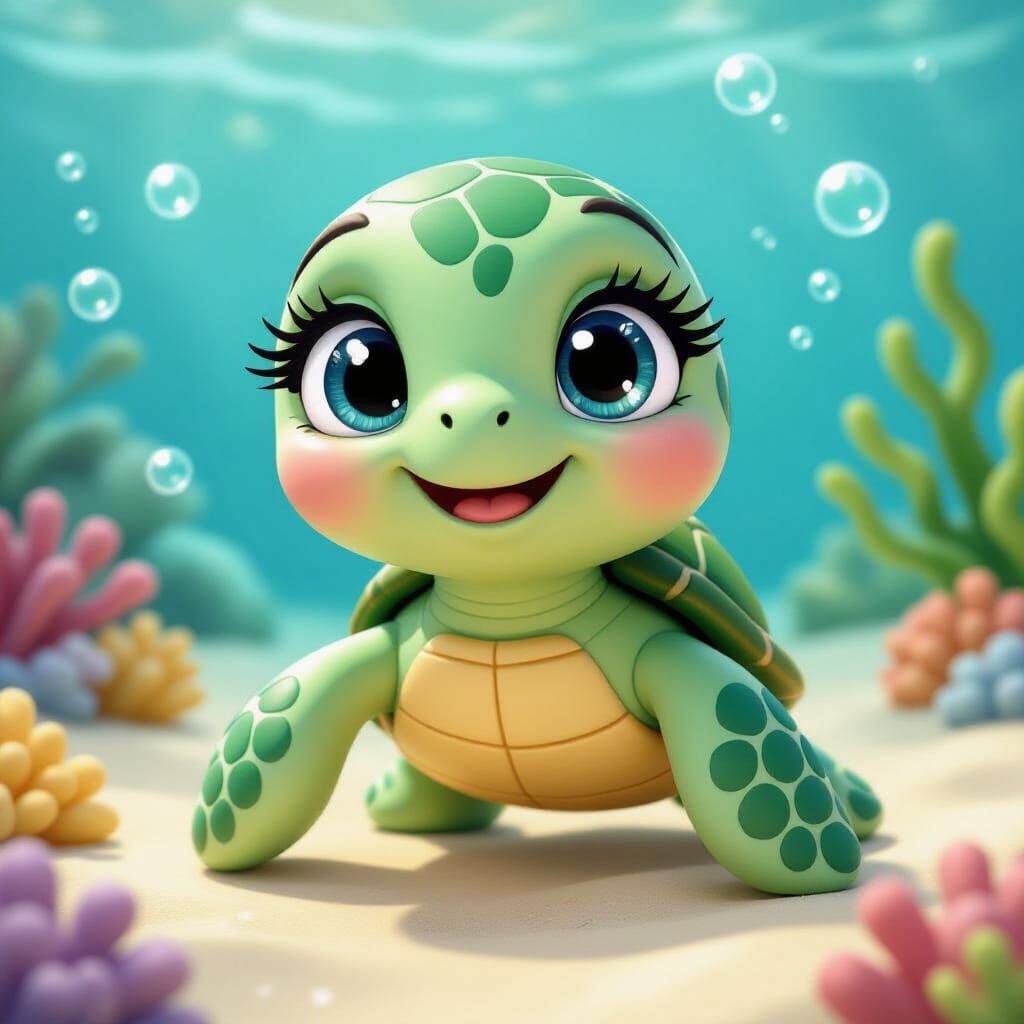 Cute 3D Baby Sea Turtle Sculpture