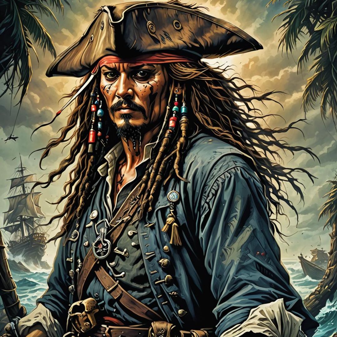 Jack Sparrow oil painting - AI Generated Artwork - NightCafe Creator