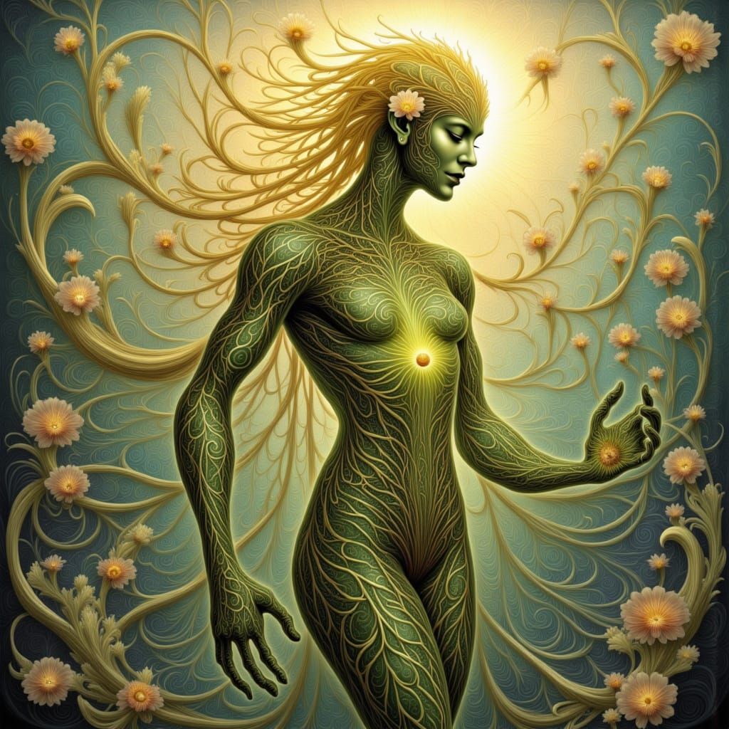 <lora:Bliss Fire:1.0> PLAYFUL PIXIES GREENS SPOROPHYTES EXQUISITELY BEAUTIFUL VOGUE MODELS DIVERSE FLOWER PEOPLE HIPPIES HUGE FOREGROUND FLO...