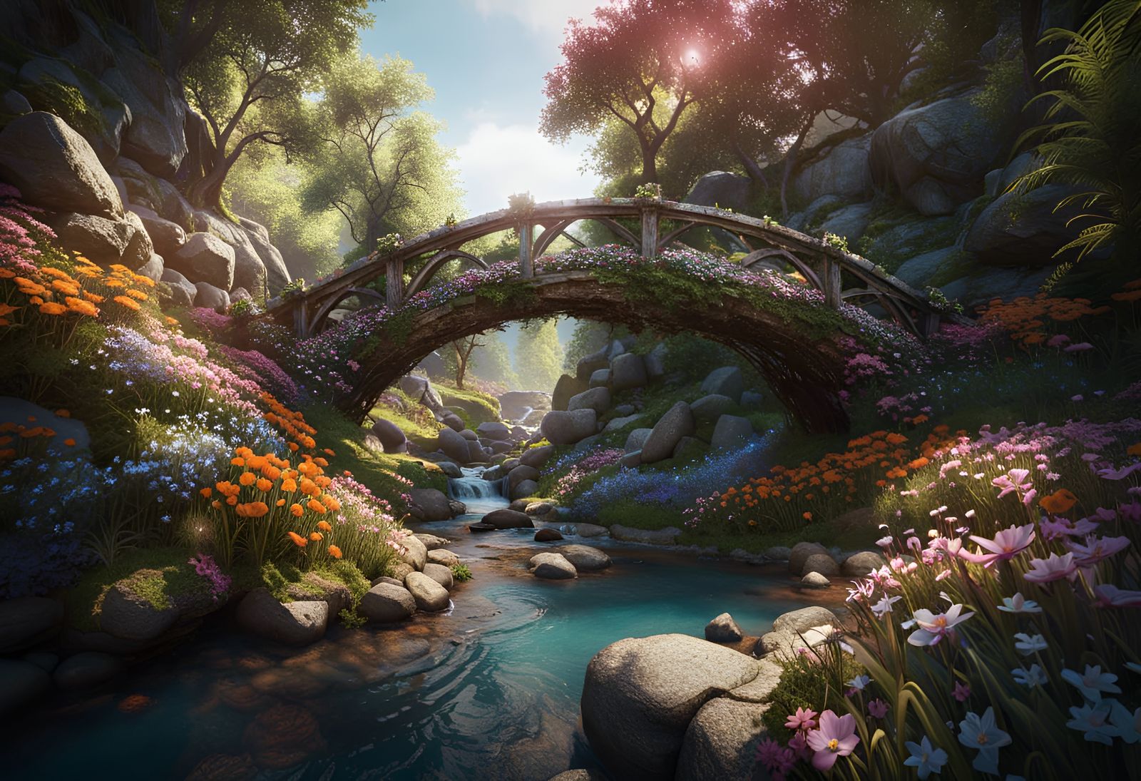 Forest Brook Bridge  by @ Art of my Heart