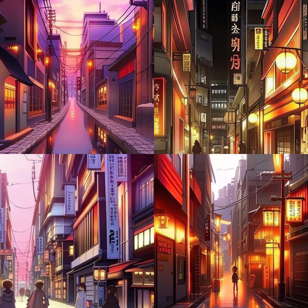 Building Night Anime City City Lights Lights Wallpaper -  Resolution:3840x2880 - ID:1355611 - wallha.com