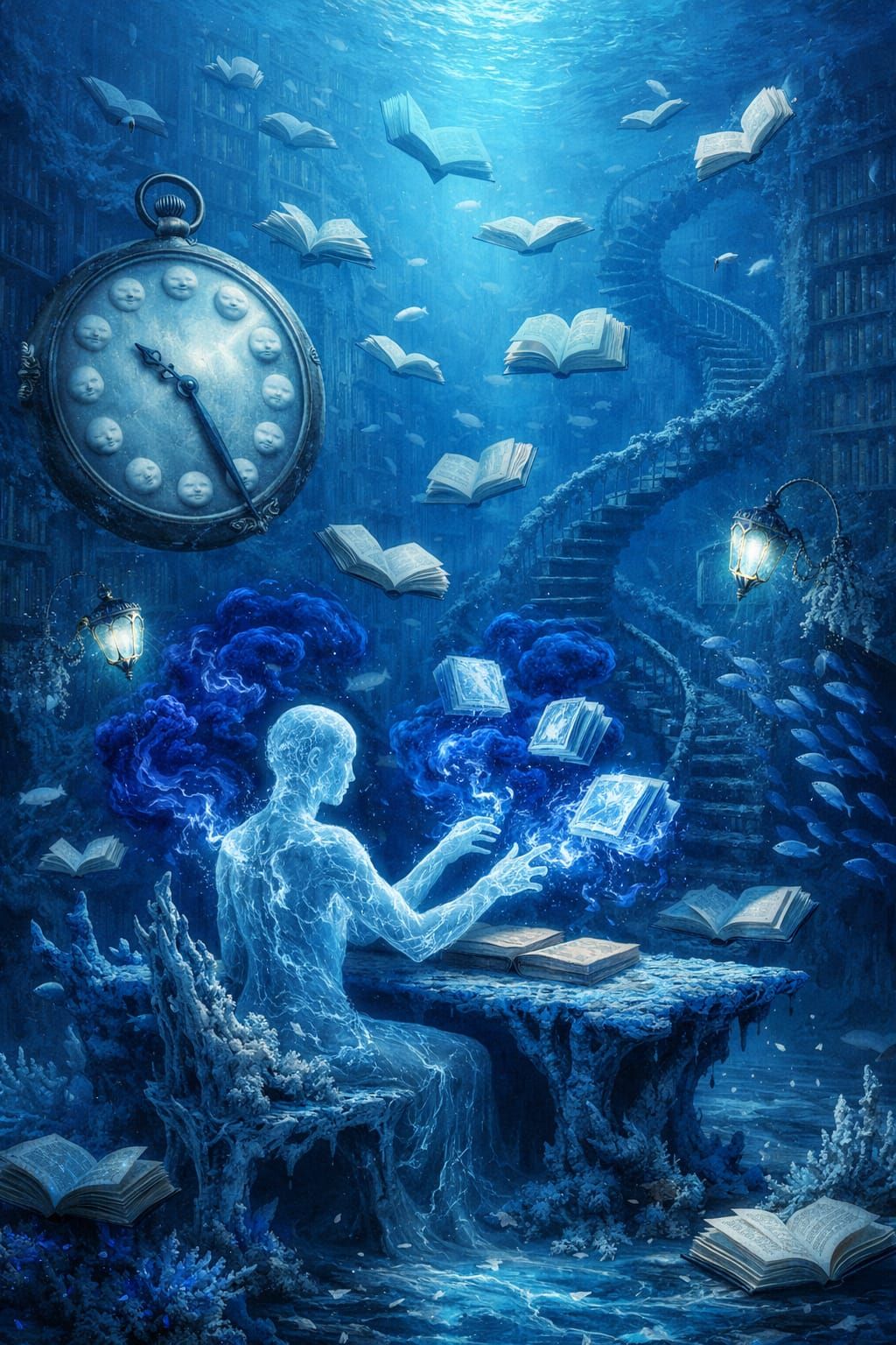 'The Library of Drowned Hours' | Azure Reverie (GPT4o)