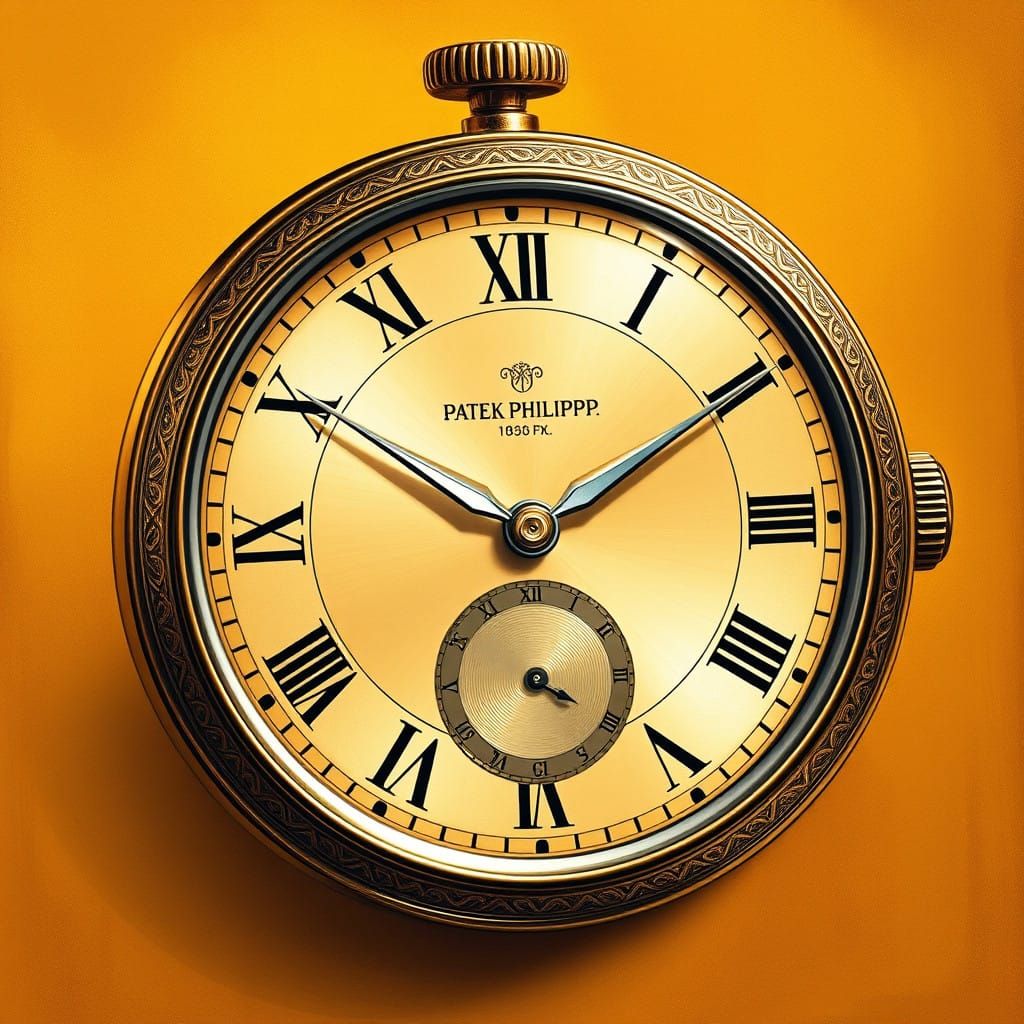 Luxurious Timepiece with Roman Numerals and Intricate Engrav...