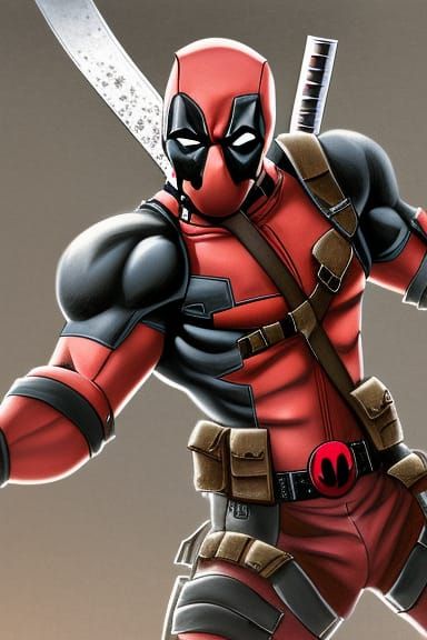 clear portrait of deadpool slicing!! through enemies with hi...