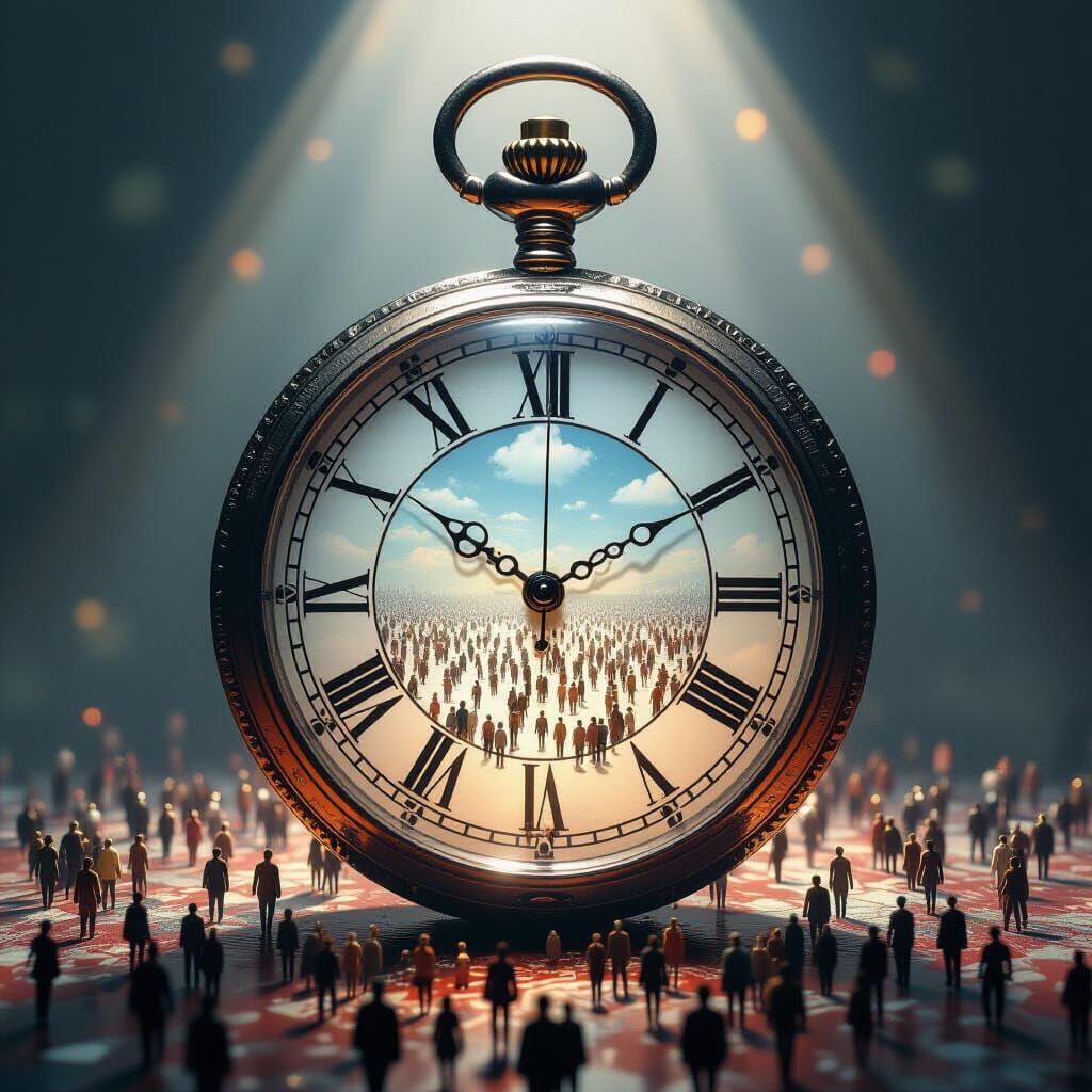 Surreal Pocket Watch With Millions of Tiny People