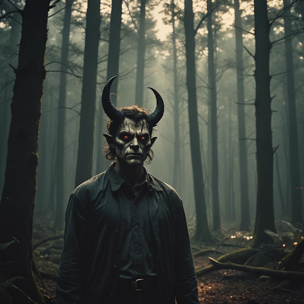 Beautiful Demon in Mystical Forest: Film Noir Style