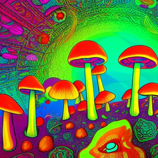 Trip to Shroomland - AI Generated Artwork - NightCafe Creator