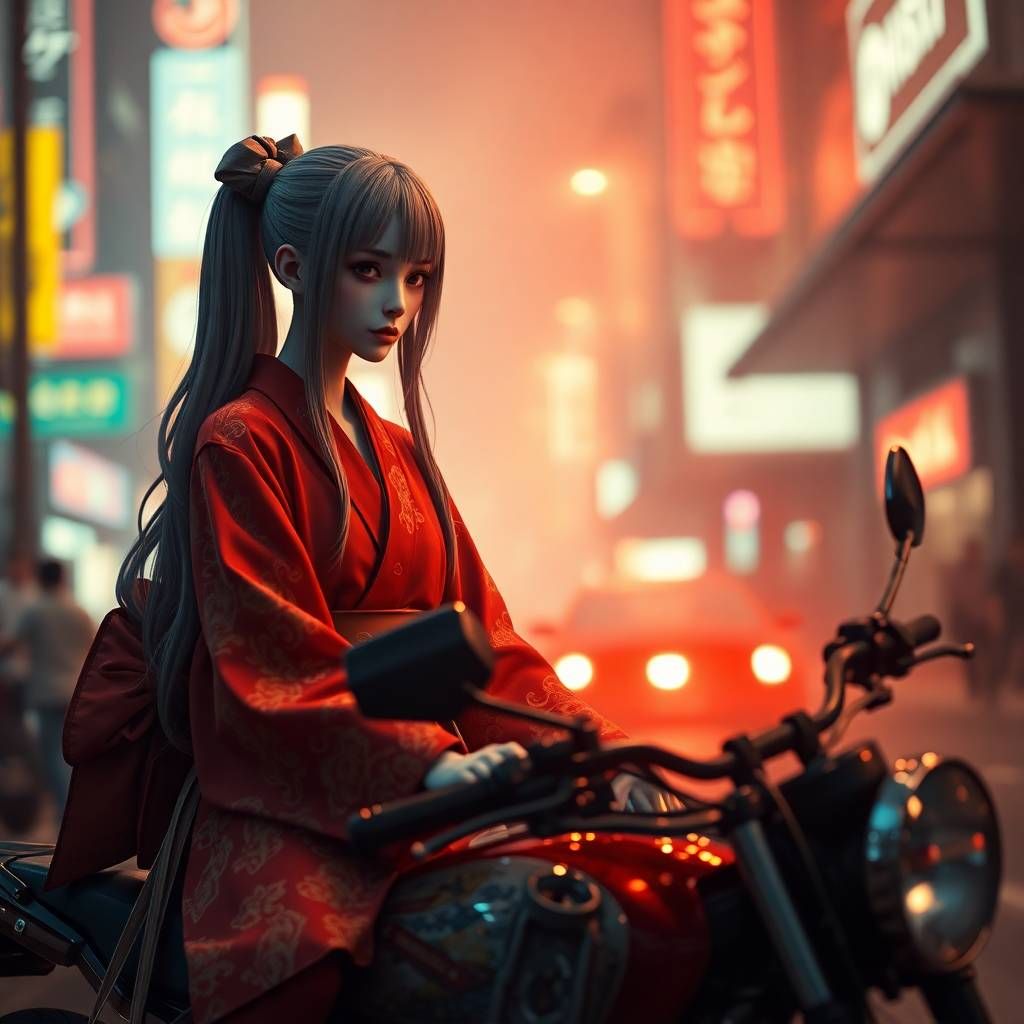 Japanese woman on motorbike