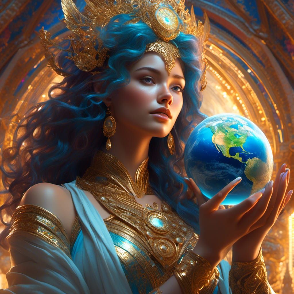 <lora:MakeItPretty:1.0> a beautiful goddess holding the plan...