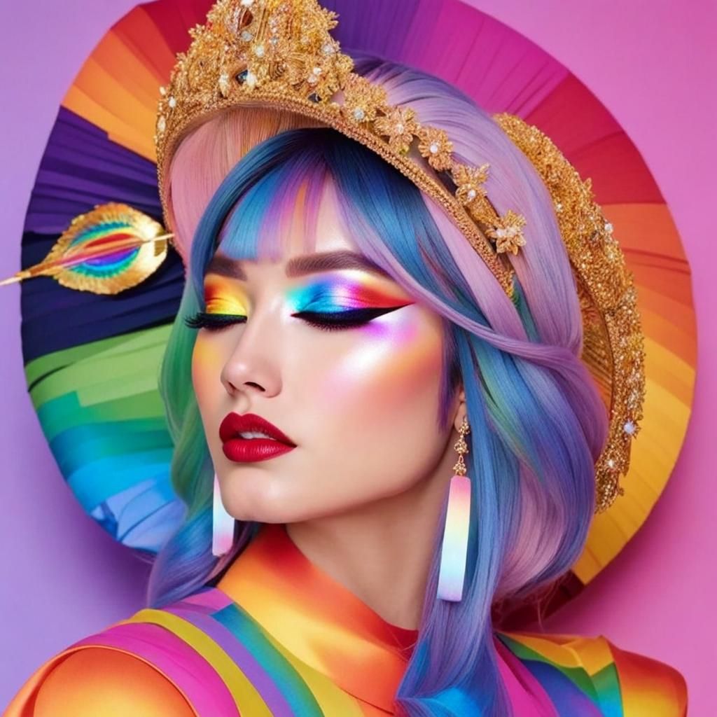 Colorful Surreal Symbols and Figures in Rainbow Hues