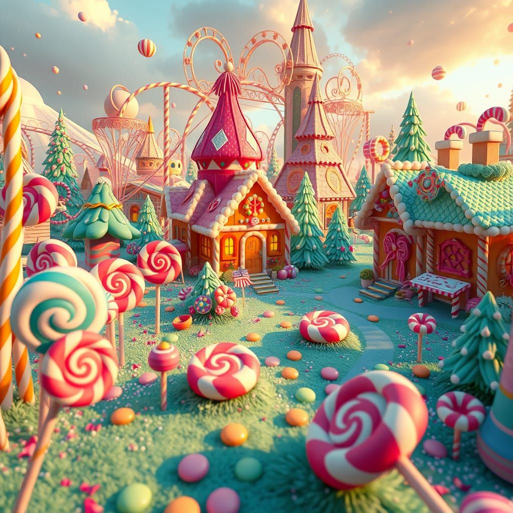 A land made of candy art vibrant colorful whimsy hyper detailed perfect lighting   by @GraveyardsAndTakeout