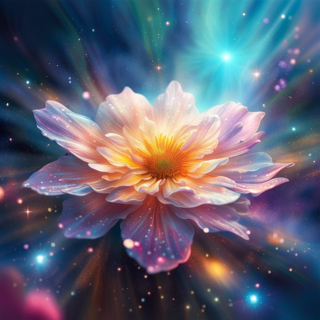 Cosmic nebula flower blossom In vast bright universe Hyperrealistic 8k ...