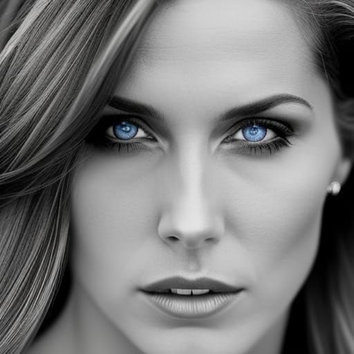 A stunningly attractive feminine woman , well dressed,blue e...
