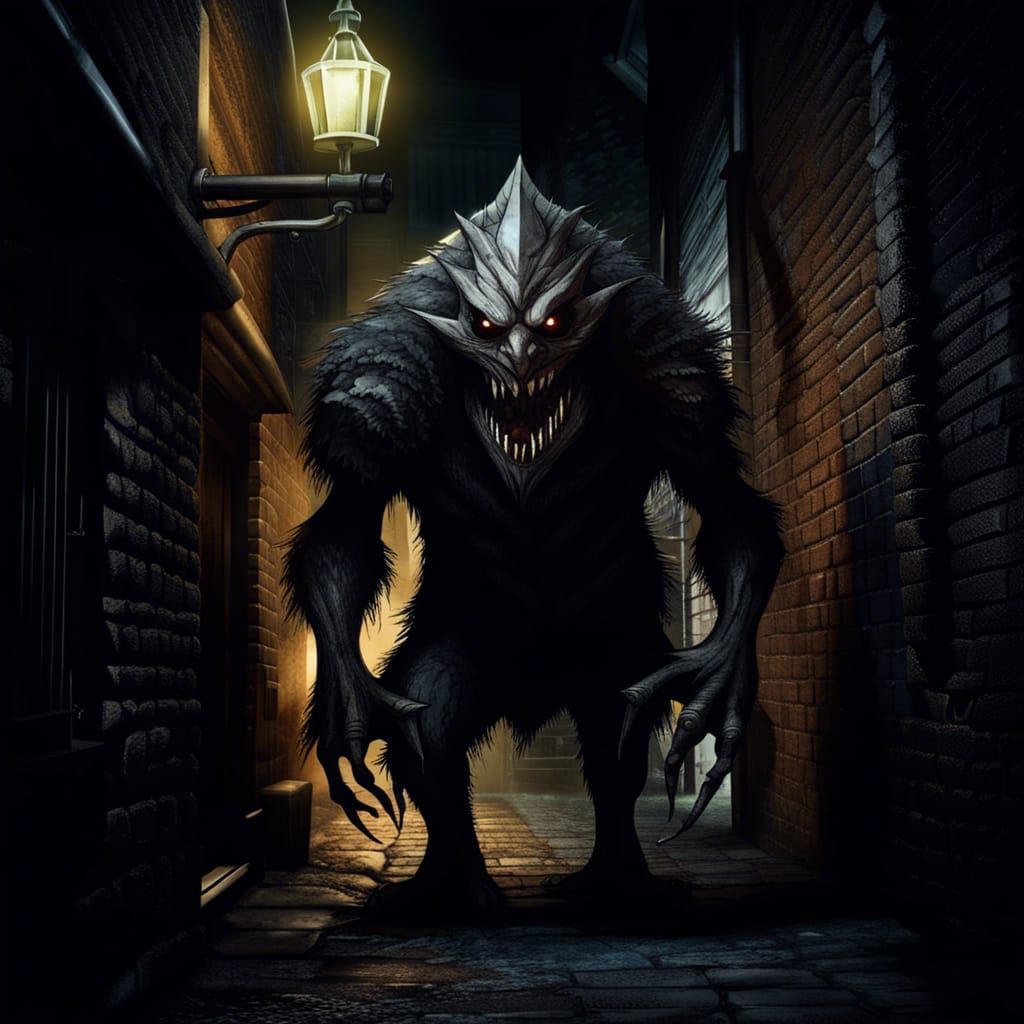 another monster lurking in a dark back alley - AI Generated Artwork -  NightCafe Creator