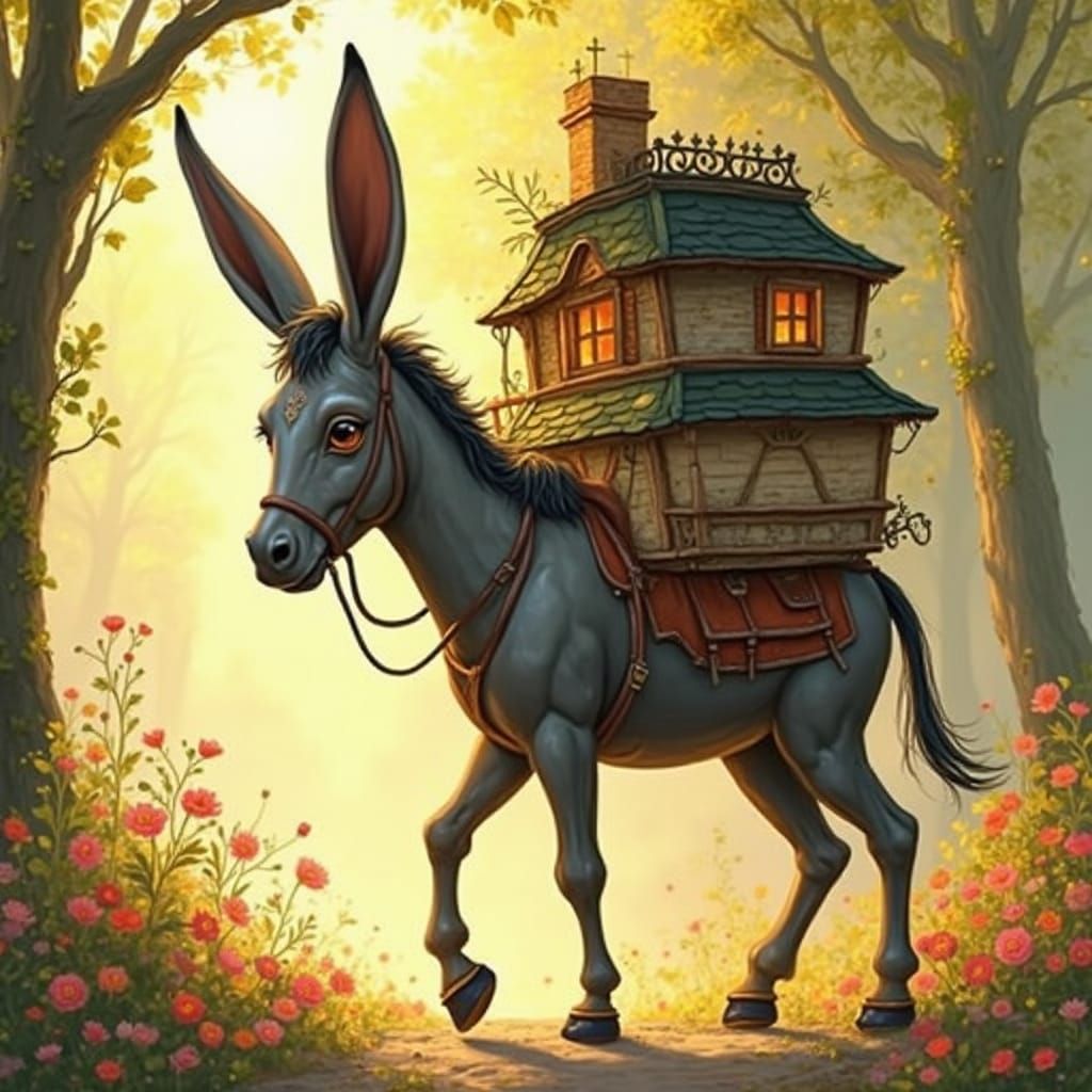 Twisted Staircase Leans Against a Rustic House