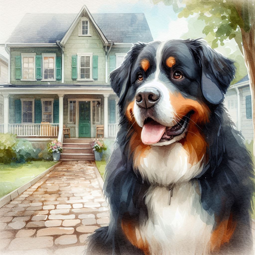 Bernese Mountain Dog waiting for his owner