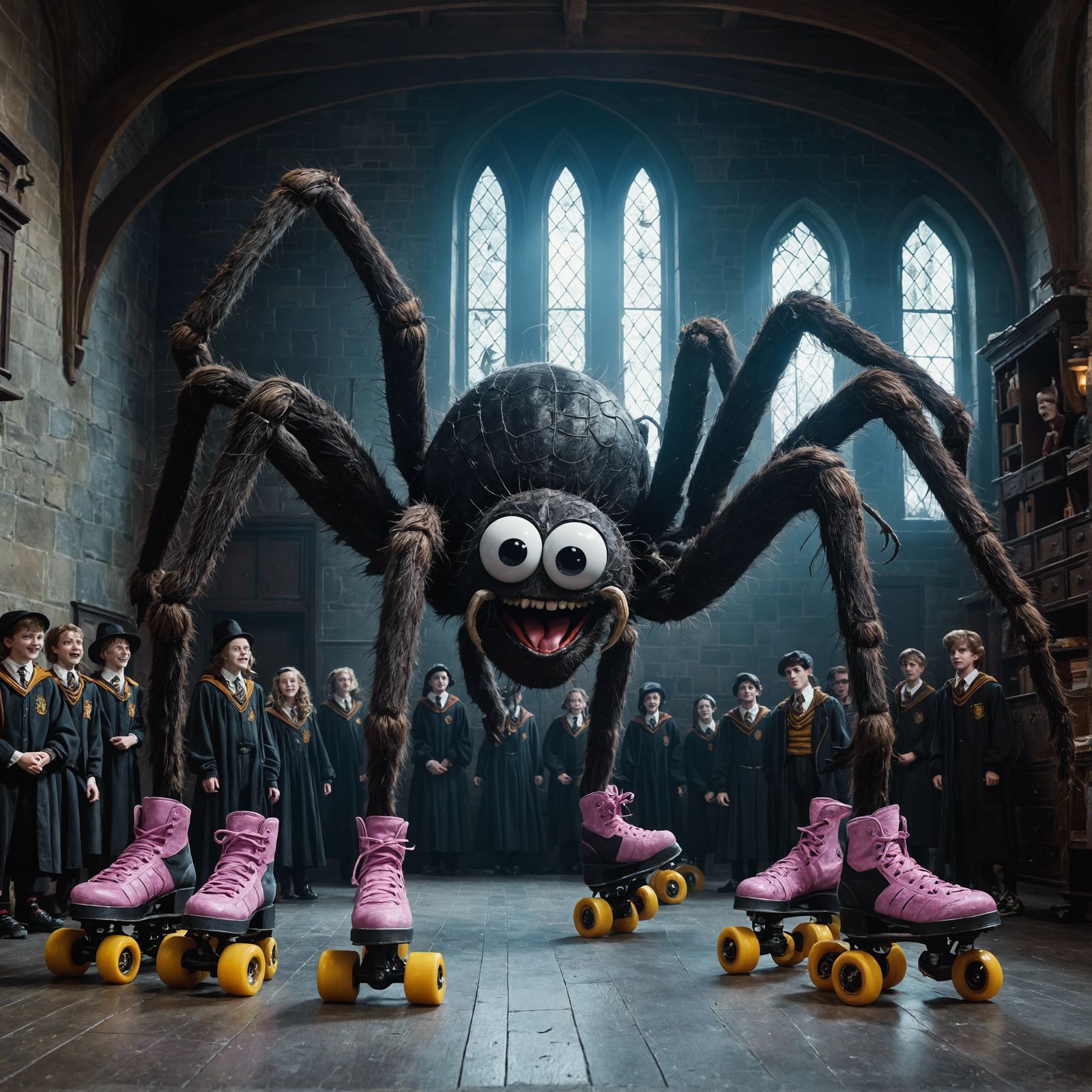 Fighting a boggart in „defence against the dark arts“ at Hog...