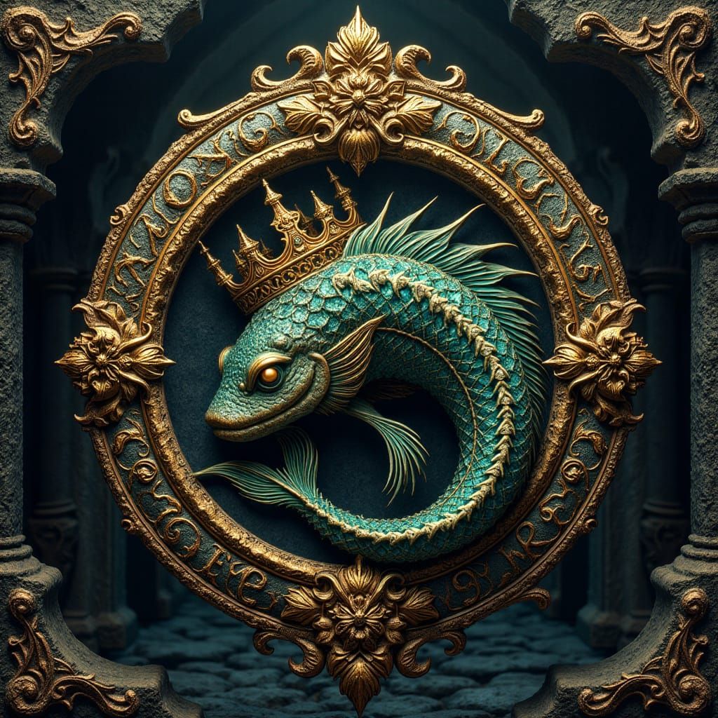 <lora:Tolkienesque:0.3> An ornate Logo with the elaborate text, (Text: "Tolkienesque"). elegantly inlaid gold, ornate and flowing with an in...