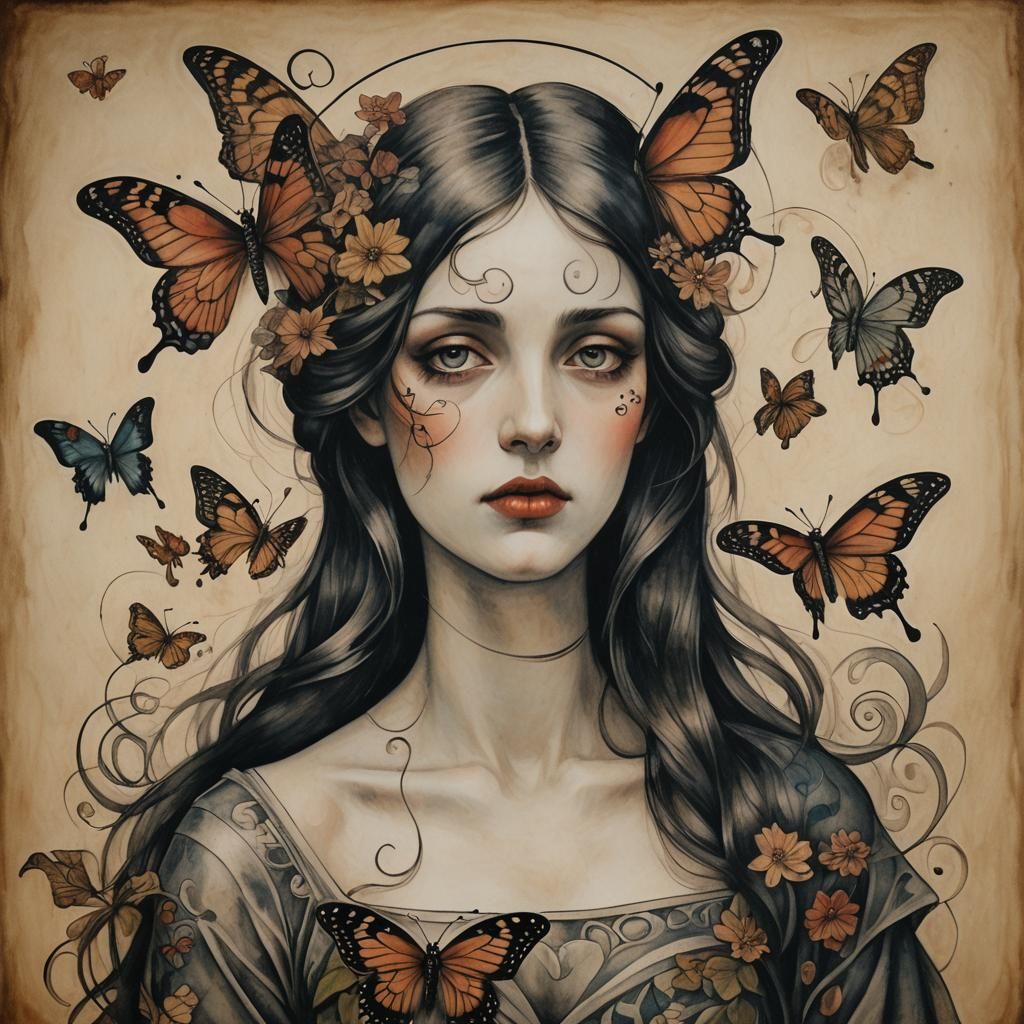 Emo Gothic Butterfly Tattoo: Dreamy Sensual Occult Art