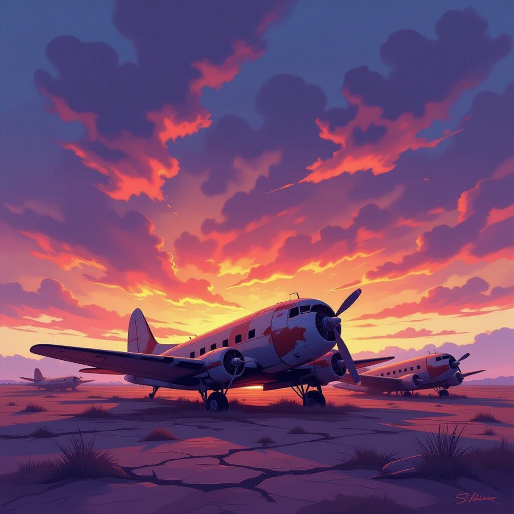 Airplane Graveyard Digital Painting