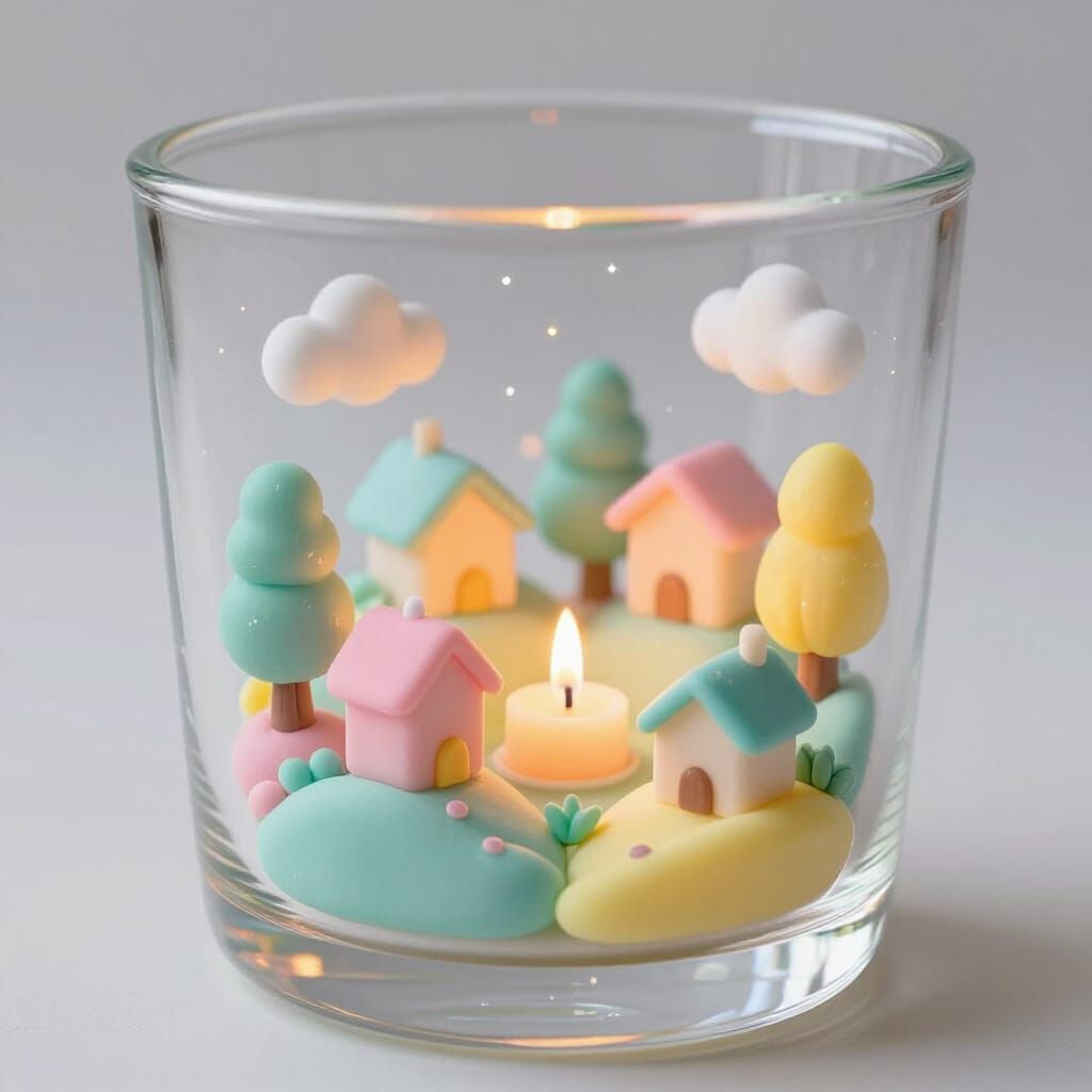 Miniature Wax World Inside a Cute Glass Cup